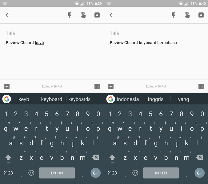 Gboard - Suggestion words
